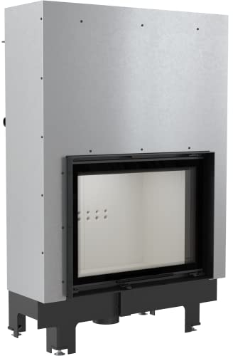 KRATKI MBA Holzbefeuerter Kamin mit Warmwasserbereiter Austauscher BImSchV 2 konform 17 kW Thermischer Wirkungsgrad 86% Stahl Glasscheibe Guillotine Tür 142,9 x 96,5