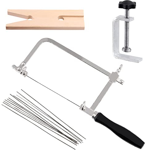 Tanstic 15-Piece Jewelry Saw Frame Kit with Blades, Bench Pin Clamp Set, V-Slot V-Top Bench Pin, Adjustable Cutting Tools for Jewelry Making