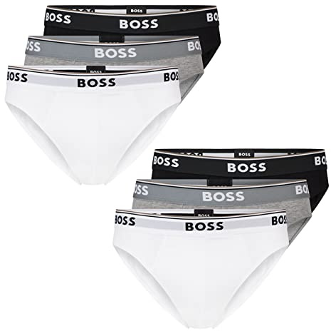 BOSS Herren Power Slips Briefs Unterhosen Cotton Stretch 6er Pack, Farbe:Mehrfarbig, Wäschegröße:XL, Artikel:-999 Black/White/Grey