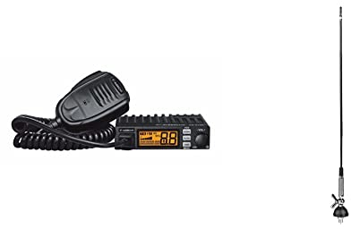 Albrecht AE 6120 VOX Mini CB-Funkgerät, 12620, 4 Watt AM/FM, mit integrierter VOX-Funktion zum freihändigem Sprechen & T-27 komplett, CB-Funk Antenne 60cm Länge, 1/4 Lambda, 4m Kabel, Schwarz