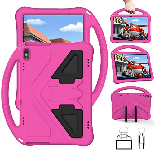 Eabhulie Bambini Custodia per Lenovo Tab M10 TB-X505X/F/Smart Tab M10 TB-X605F/ Tab P10 TB-X705F/L, Eva Leggero Portatile Antiurto Custodia Protettiva con Staffa & Manico Rosa