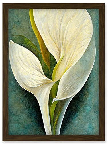 Doppelganger33 LTD Single White Calla Lily Flower Petal Detail Modern Artwork Framed Wall Art Print A4