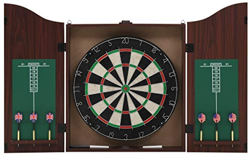 Gecheer Professionelles Dartboard Sisal mit Schrank und 6 Dartpfeilen