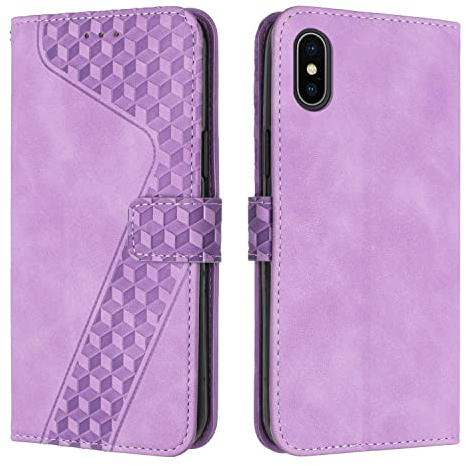 OKZone Kompatibel mit iPhone XS Max Hülle, PU Leder Handyhülle Tasche Wallet Schutzhülle iPhone XS Max (6,5 Zoll), Flip Cover Klappbar Brieftasche Etui mit Magnet Kartenfach TPU Lederhülle (Violett)