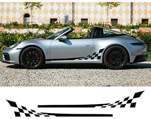 Auto Seitenstreifen Seitenaufkleber Aufkleber Grafiken,Für Porsche 911 997 991 992 GT3 RS Turbo Carrera 4S Zubehör 2 Stück Racing Style Autotür Seitenaufkleber