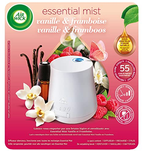 Difusor de aceites esenciales Essential Mist Vainilla y Frambuesa+ 1 Recambio Perfume Vainilla y Frambuesa 25 ML