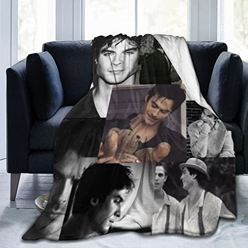 Ian-Somerhalder Kuschelige Plüsch-Thow-Decke, Flanelldecke, Bettwäsche, warmes Fleece, weiche Decke für Sofa, Couch, Wohnzimmer, Büro, Auto, Camp, Stranddecken, 127,4 x 101,6 cm