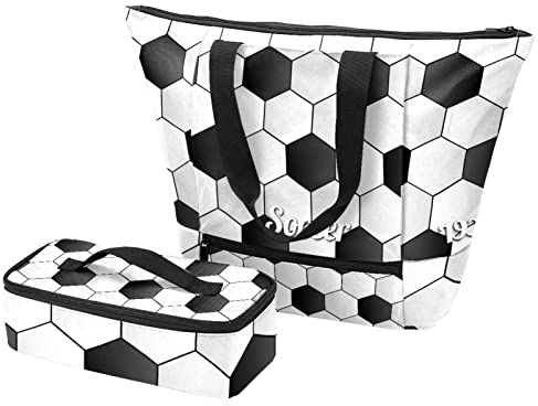 Bolsa de mano + lonchera de fútbol + bolsas de aislamiento para viajes, trabajo y escuela, multicolor, Talla Unica