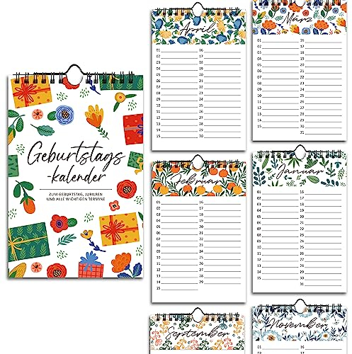 BIROYAL Geburtstagskalender 12 Monate – jahresunabhängig für Frauen | 14×21 cm Wandkalender zum Geburtstag | Dauerkalender ohne Jahr | Hochwertiges Geschenk für Jede Gelegenheit