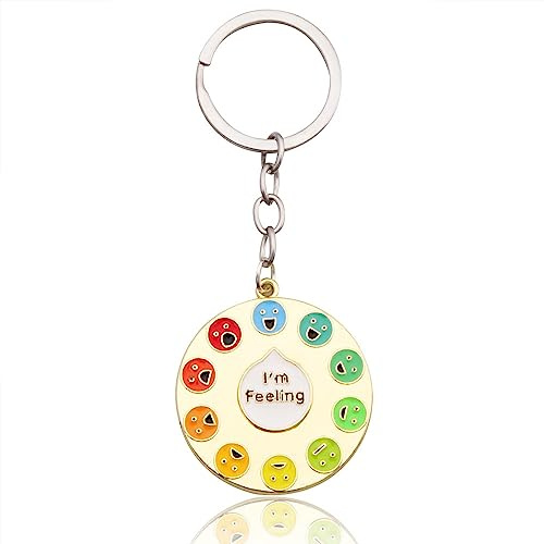 Monivi Social Battery Pins - My Social Battery Ansteckbroschen, Stimmungsbroschen & Schlüsselanhänger Zinklegierung für 7 Tage in der Woche (Mood Dial Keyring)