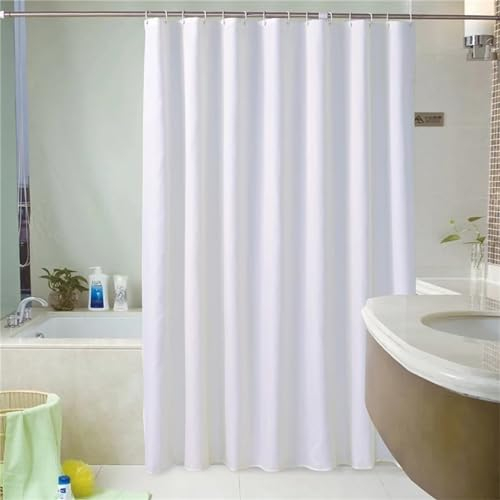 Syiboo Duschvorhang Weiss 300x200cm Duschvorhäng Anti Schimmel,Wasserabweisend Stoff Duschrollo Waschbar,3D Draussen Bad Vorhang Schnell Trocknend,Badewanne Badezimmer Decor Vorhänge