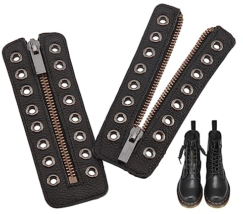 PH PandaHall 1PC Schnürstiefel Reißverschlusseinsätze Aus Leder 8 Ösen Reißverschluss Ohne Binden Schnürsenkel Schnürsenkel Ohne Schnürsenkel Für Stiefel Schuhe Turnschuhe Sportschuhe Erwachsene