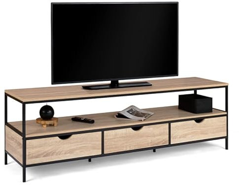 IDMarket - Mueble TV 160 cm Detroit 3 cajones diseño industrial