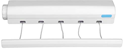Tendedero Retráctil Telescópico, Colgador de Cuerda para Secado de Ropa, Suministros para Interiores y Exteriores, Mecanismo de Bloqueo Ajustable (cinco cuerdas)