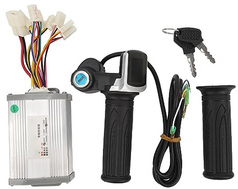 Fockety Geschwindigkeitsregler-Gasgriff-Kit, 24 V 800 W Elektrofahrrad-Controller-Kit mit Leistungsanzeige, Gasdrehgriff, Langer Gasgriff für E-Bike-Roller, Dreirad, Motorrad