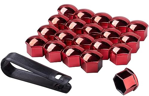 HYRAM Copridadi Bullone Ruota per Fiat Ducato 2006-2021, Copri Dado Esagonale Pneumatici con Set di Strumenti Rimozione per Auto Accessori Decorazione-20 Pezzi,D/Red-C/21mm