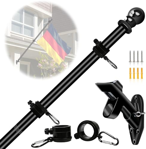 NQ 5ft Flag Pole for Garden with Holder (Black)