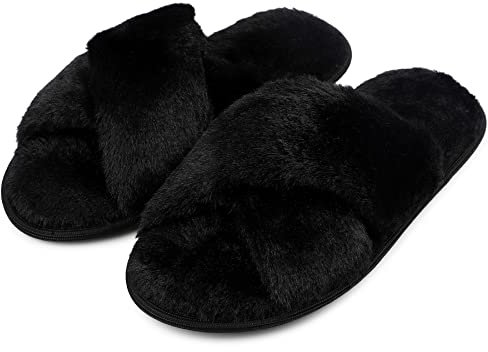 riemot Pantofole Donna in Memory Foam Ciabatte Invernali da Casa Calde leggere Comode Ciabatte Donna Antiscivolo Ciabatte Pelose Morbide Suola Scarpe Donna Invernali Indoor Outdoor,Nero,38/39 EU