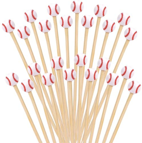 GGUFAY 100 Baseball Zahnstocher (100 Stück): Party Deko/Burger Spieße/Cocktail Spieße & Football Deko im Snack Stadion