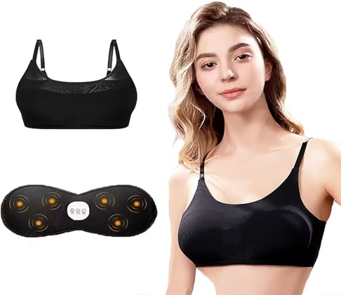Florizeal Electric Breast Massager Wireless Wearable Bra Chest Massager Intelligent Heating Massage Smart Massage Bra Multifunctional Black