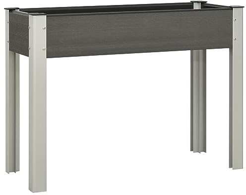 BaraSh Garten-Hochbeet 100x40x75 cm WPC Grau PflanzküBel Hochbeete PflanzküBel Groß AußEn Plant Box PflanzgefäßE FüR Draussen