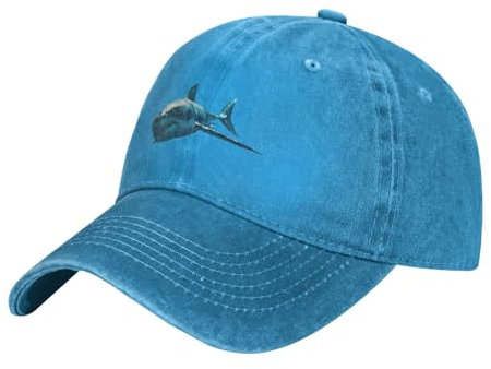 Fxuyyok Blue Shark Washed Cowboy Baseball Cap Verstellbare Baseballkappe Herren Damen Outdoor Sport Casual Cap, blau, One size