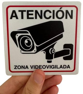 LEIASA Cartel Zona Videovigilada - 10x10 cm - Aluminio - Reflectante - Grosor 0.6 mm - Cartel Videovigilancia - Impresión UV - Resistente Exterior (Cartel Videovigilancia pequeño)