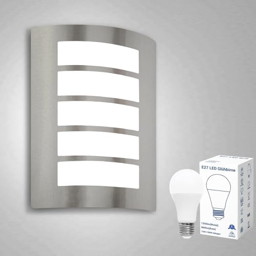 Allesgute Outdoor Wall Lights Mains Powered Curved Outside Lights 6000K