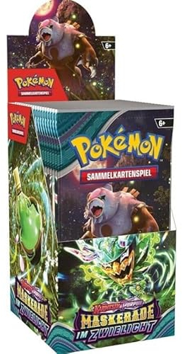 Pokemon Karmesin & Purpur: Maskerade im Zwielicht Display mit 18 Boostern - DEUTSCH + Heartforcards® Versandschutz