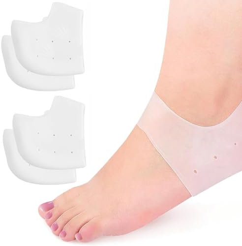 4x Proteggi tallone in gel di silicone morbido. Talloniera da indossare per donna e uomo, allevia il dolore al tallone, calli vesciche e duroni da scarpe scomode. 4 pezzi / 2 paia