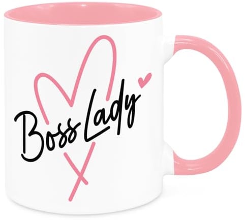 Boss Lady Mug - Funny Novelty Gift Silly Present Mug Birthday Christmas for Mum Dad Friend Sister Brother Grandparents for Man Woman Secret Santa Work Quotes (Pink)