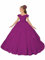 ZHengquan Vestido de princesa con hombros descubiertos, apliques de tul, vestido de niña de flores para boda, fiesta de cumpleaños, vestidos de graduación, fucsia, 6 años