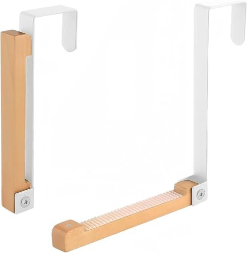 lisetar 2PCS Door Hooks Foldable Coat Hooks, Door Hangers, Door Hooks with Non-Slip Straps, Metal and Wood Door Hooks for Hanging Clothes, Coats and Behind Bathroom Doors(White)
