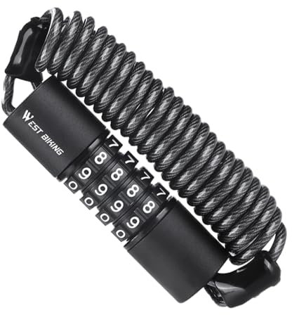 Candado Antirrobo para Bicicleta, Patinete Eléctrico y Casco – Cable de Acero 1500 mm con Código de 4 Dígitos, Seguridad Resistente y Portátil (Negro)