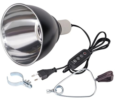 MUALROUS Reptil Wärmelampenfassung Lampenschirm mit Clip 7,2 Zoll Dome | E27 Keramik Lampenfassung für UVA/UVB Lampe