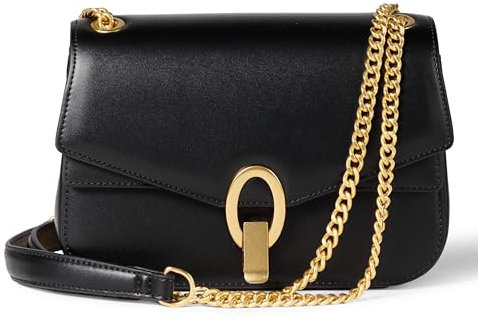 Amazon Essentials Sac à Bandoulière avec Chaîne Femme, Similicuir Noir, Taille Unique