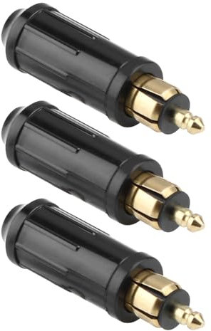 3 PCS Hella Male Plugs European 12V DIN Adapter Cigarette Lighter Replacement for BMW Motorcycles Cars Any European Socket (Black)