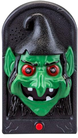 VFM e-Store - Halloween Spooky Doorbell With Flashing Led Lights Trick Or Treat Spooky Halloween Parties, Creepy, Fright, Costume, Fancy Dess Accessories and Props - Witch