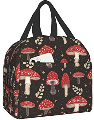 Hulnulnu Cute Mushroom Insulated Lunch Bag Reusable Lunch Box Portable Cooler Lunch Boxes Waterproof Lunch Tote for Picnic Office Work