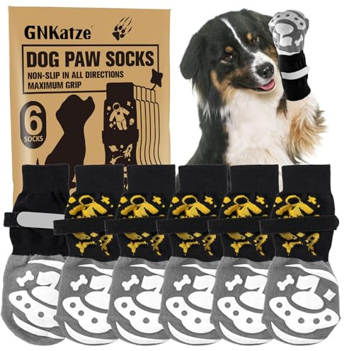 6 PCS Calcetines Antideslizantes para Perros con Doble Agarre Lateral, Protector de Patas para Cachorros, Pequeños, Medianos y Grandes (M)