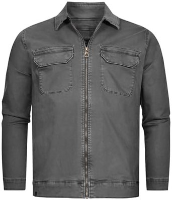 Indicode Herren INRusso Langarm-Hemd mit Zwei Brust-Taschen und Reißverschluss | Herrenjacke Männer Raven, XXL