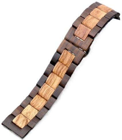VRKRTVBLB Schnellverschluss-Uhrenarmband aus Holz, 20 mm, 22 mm, Unisex-Uhrenarmband, Holzarmband(Black brown,20mm)