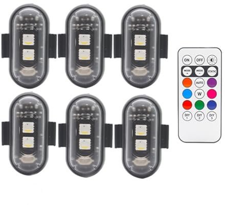 tuwiwol 6 paket/los 6 stücke Drahtlose LED Strobe Lichter Mit Fernbedienung Drahtlose Fernbedienung Anti kollision Strobe Lichter ABS