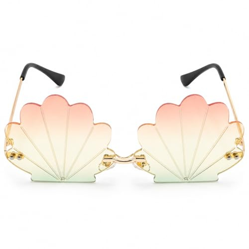 Garneck Muschelförmige Sonnenbrille Für Damen – Unisex Modeaccessoire Für Partys Und Discos - Inspiriert Von Meerjungfrauen Perfekt Für Kreative Outfits Und Meerjungfrau-Accessoires