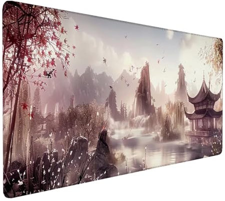 Alfombrilla Ratón MontañA, Alfombrilla Ratón XXL 800x400x3mm, Gaming Mouse Pad con Base de Goma Antideslizante, Alfombrilla Raton Impermeable para Accesorios Pc Gaming, Regalos para Hombre, Gris N-3-8