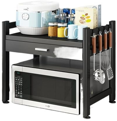 étagère pour micro-ondes, Étagère de rangement utilitaire sur pied, petite bibliothèque/présentoir de bureau for cuisine/salon/salle à manger, assemblage Simple
