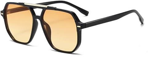 AmazingRose Klassische quadratische Doppelbrücke Sonnenbrille für Damen und Herren, trendige übergroße UV400 Sonnenbrille (Schwarz/Orange)
