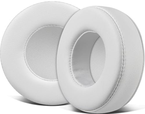 SOULWIT Earpads Replacement for Skullcandy Hesh & Hesh 2 Wireless Over-Ear Headphones, Ear Pads Cushions with Soft Protein Leather, Noise Isolation Foam - White