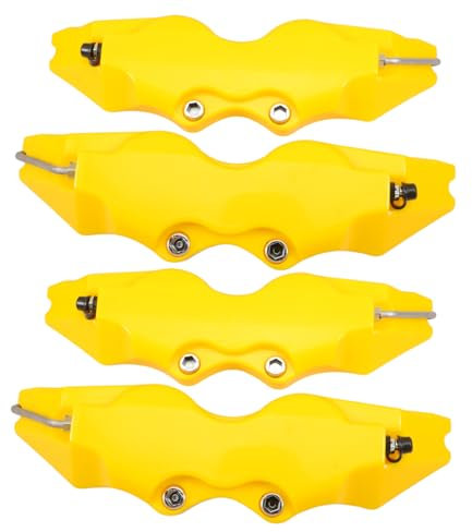 VALICLUD 3d Style Brake Caliper Covers Set Yellow Front and Rear Caliper Wraps Car for Wheel Hubs