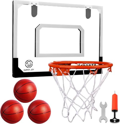 Jugana Basketball Hoop Indoor - Mini Kids Over Door Basketball Hoop for Bedroom Wall Mounted Indoor Outdoor Sport Toy Gift for Adults Boys Girls Age 3-12 Years